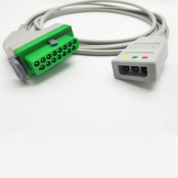 Fukuda Denshi DS-8000 Series Monitors 3 Leads IEC/AHA ECG Cable Trunk