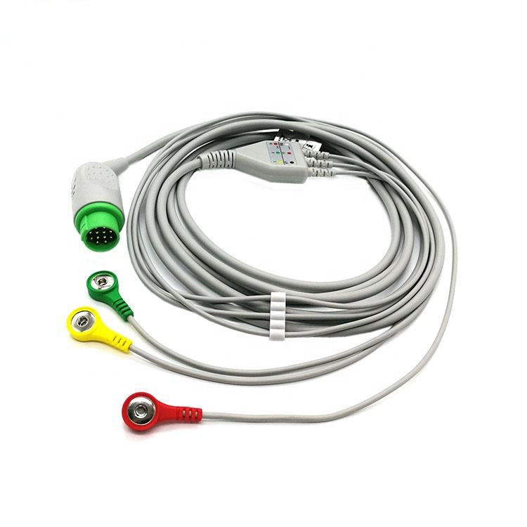 Huntleigh LifePulse 110/110R ,3 Lead ecg cable leadwire Snap, IEC
