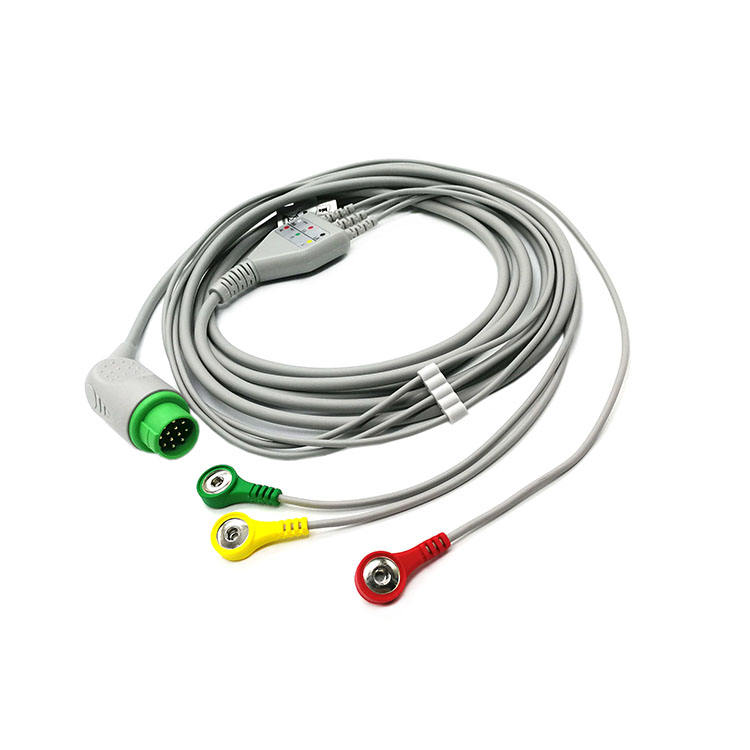 Huntleigh LifePulse 110/110R ,3 Lead ecg cable leadwire Snap, IEC