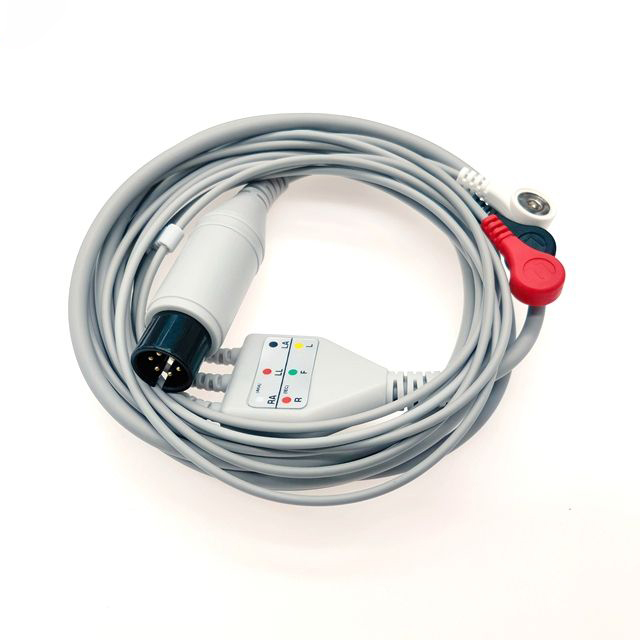 Edan IM70 ECG Cable 6pin Snap Type 3 Lead ECG cable with Leadwire For Medical Monitor