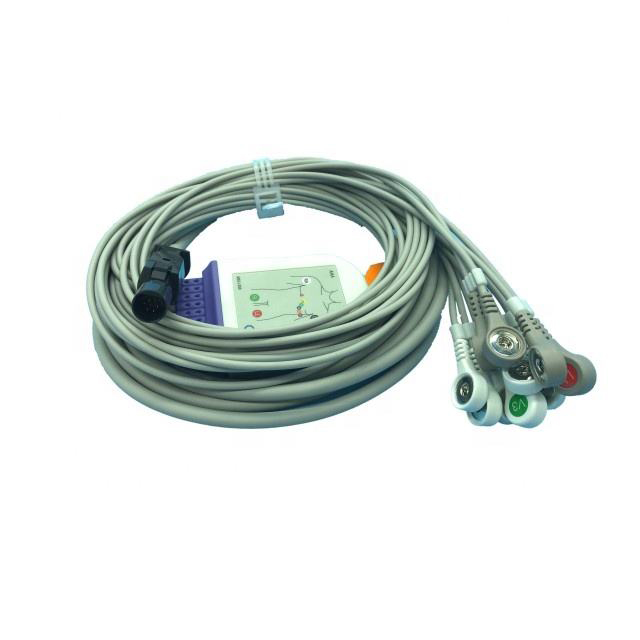 Quinton/Mortara 12p Q-Stress or HeartStride stress systems ECG EKG Cable, 10Lead Snap ##60-00181-01