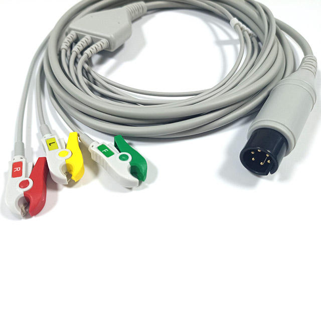 Compatible for AAMI6P DIXTAL 6PIN black connector ECG patience cable 3 leads clip AHA&IEC standard