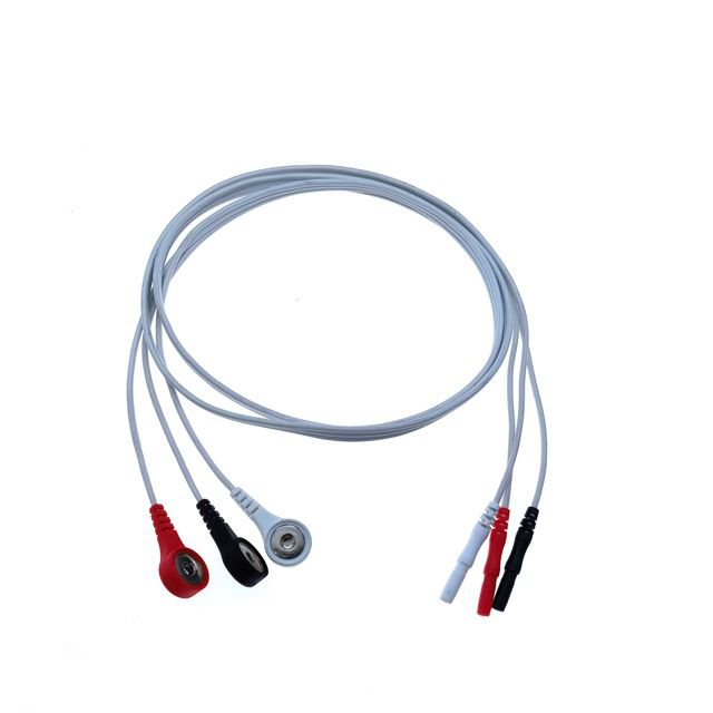DIN Style Compatible 3 Lead Snap Disposable ECG Cables Leadwire