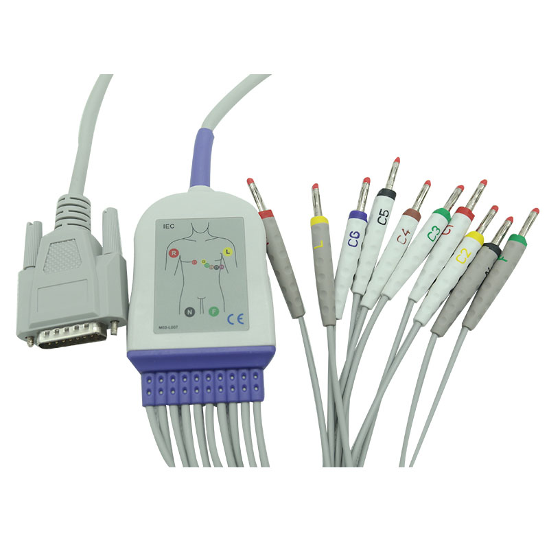 Compatible Nihon Kohden 9130 One-piece DB15 PIN 10 lead ecg ekg cable