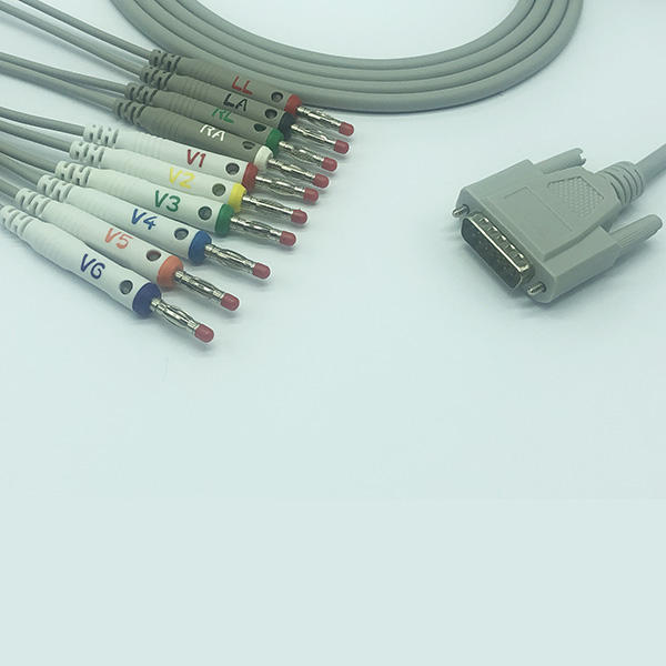 Compatible for Edan Contec Nikon Kohden ECG EKG cable DB 15PIN banana direct factory supply high quality
