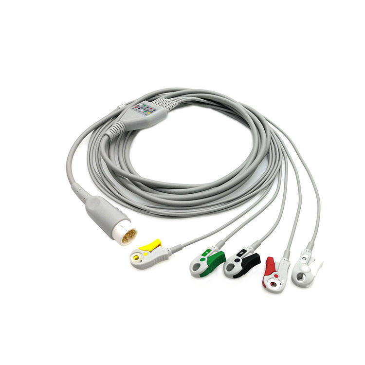 ECG medical consumable ecg wire 5 lead snap ECG cable for PH