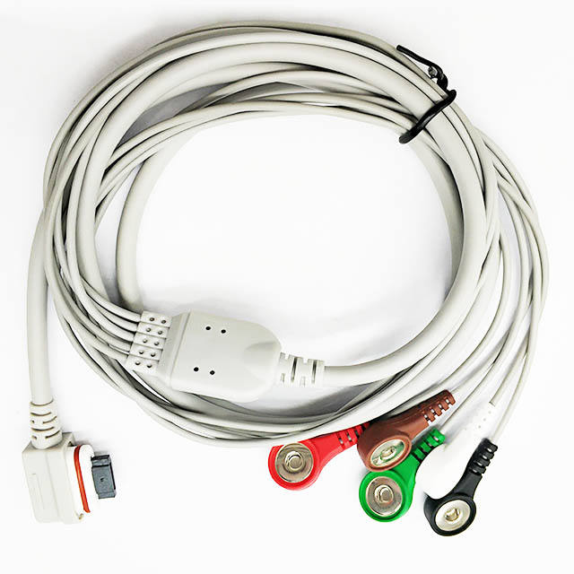 Compatible GE Flexible Medical Snap Button Cable Holter Ecg Cable Lead Snap Holter Ecg Eeg Cable