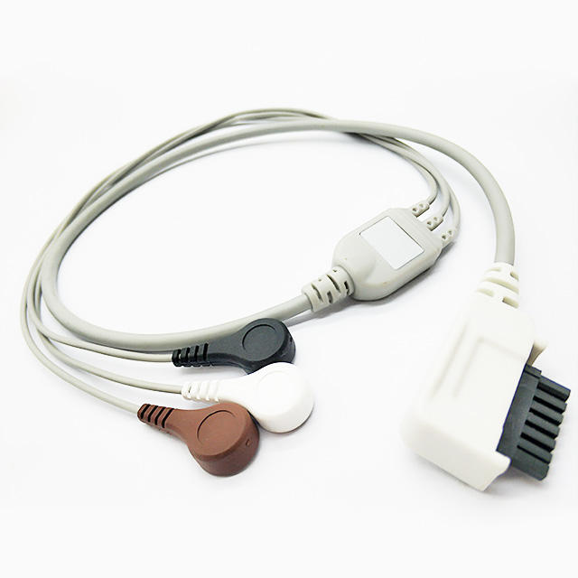 Factory Price Holter Recorder Ecg Cable With 3 Lead Snap Ekg Ecg Cable