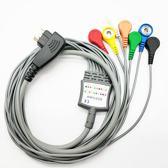 Flexible Medical Snap Button Cable Holter Ecg Cable Lead Snap Holter Ecg Eeg Cable