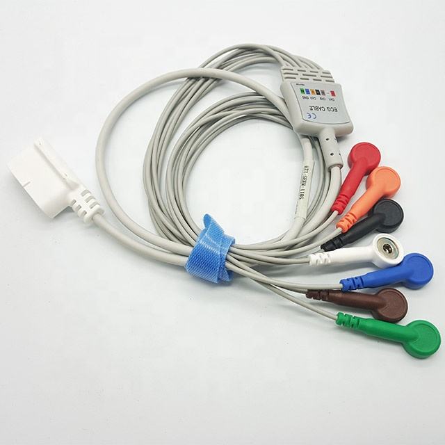 Flexible Medical Snap Button Cable Holter Ecg Cable Lead Snap Holter Ecg Eeg Cable