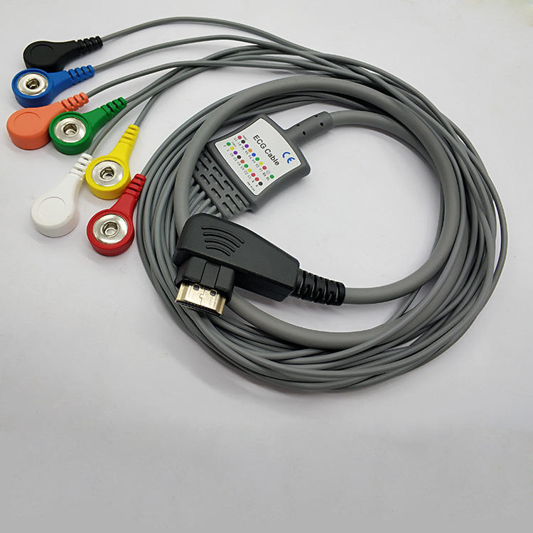new style DMS 300-3A 7 Leadwires Holter ECG Cable 19 pin With Snap Type IEC Standard