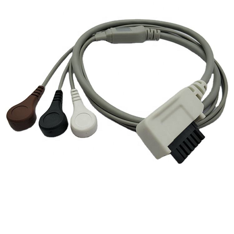 Northeast Monitoring DR200/300 3-Lead Patient Cable with Snap,3 lead holter cable