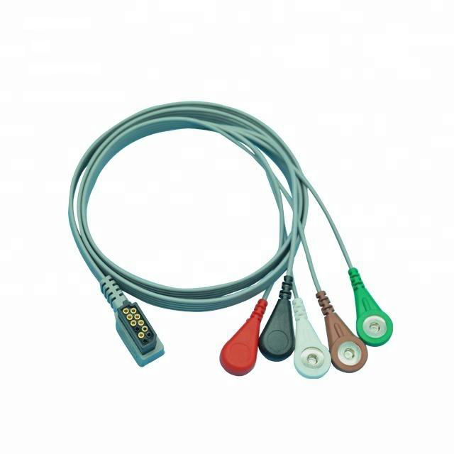 Recorder Patient 5 lead holter ecg cable for HP 989803157491 Digitrak XT Patient Holter Cable
