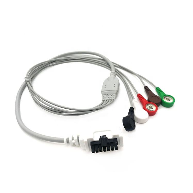 Factory Price Holter Recorder Ecg Cable With 5 Lead Snap Ecg Machine