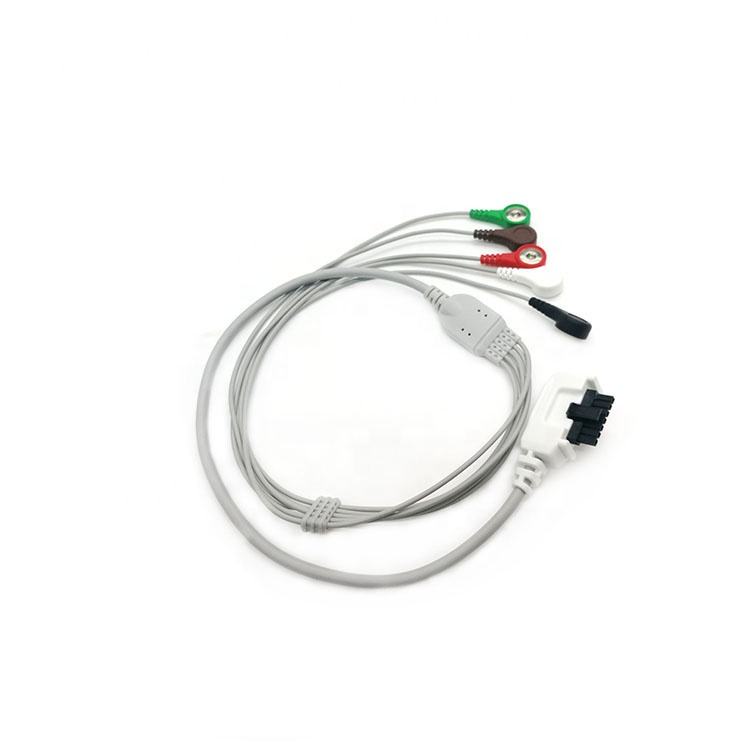 Factory Price Holter Recorder Ecg Cable With 5 Lead Snap Ekg Ecg Cable