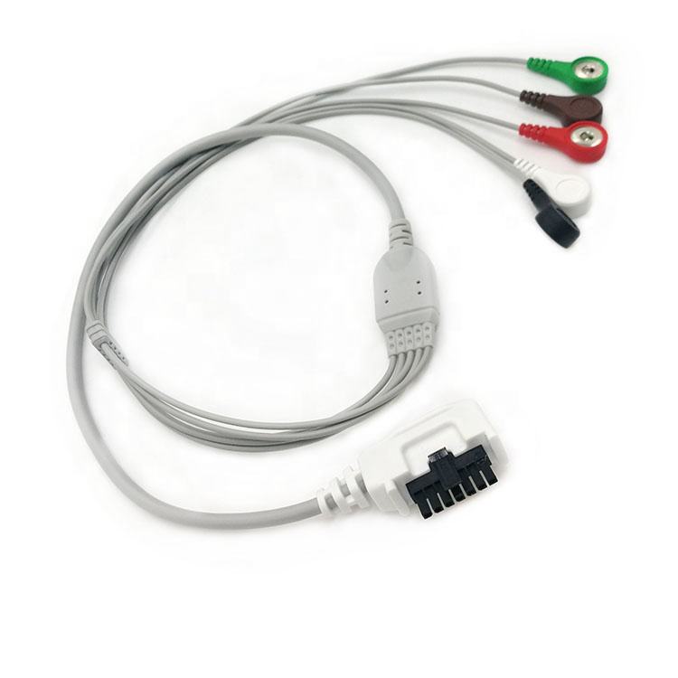 Factory Price Holter Recorder Ecg Cable With 5 Lead Snap Ekg Cable