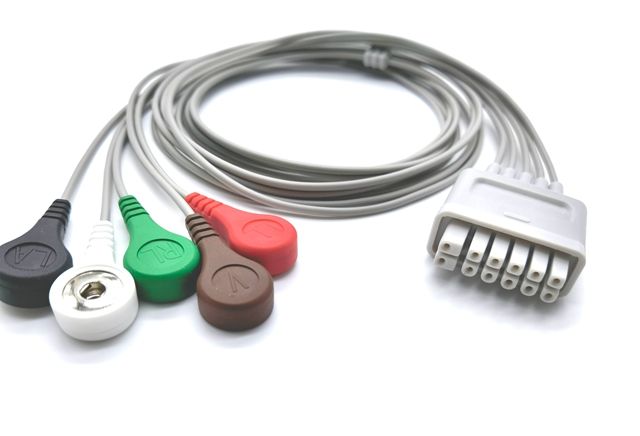 mindray telemetry 5 lead wires ecg cable snap 5 leads ecg leadwires,snap,aha,aa 2pin