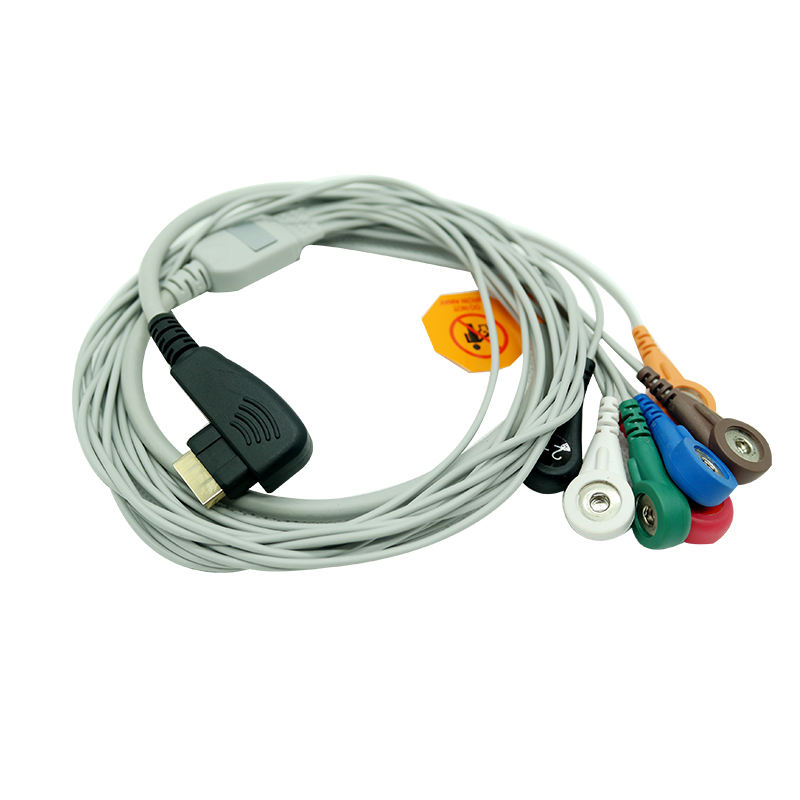 One Piece 10 Lead DMS 300-4 300-4A 300-4L Cardioline Holter ECG Cable, 10-Lead, HDMI Connector, Snap, IEC.