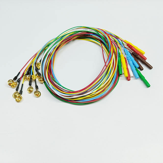 Factory in stock Colorful EEG Cable Golden Plated EEG Cup Electrodes DIN1.5M Socket