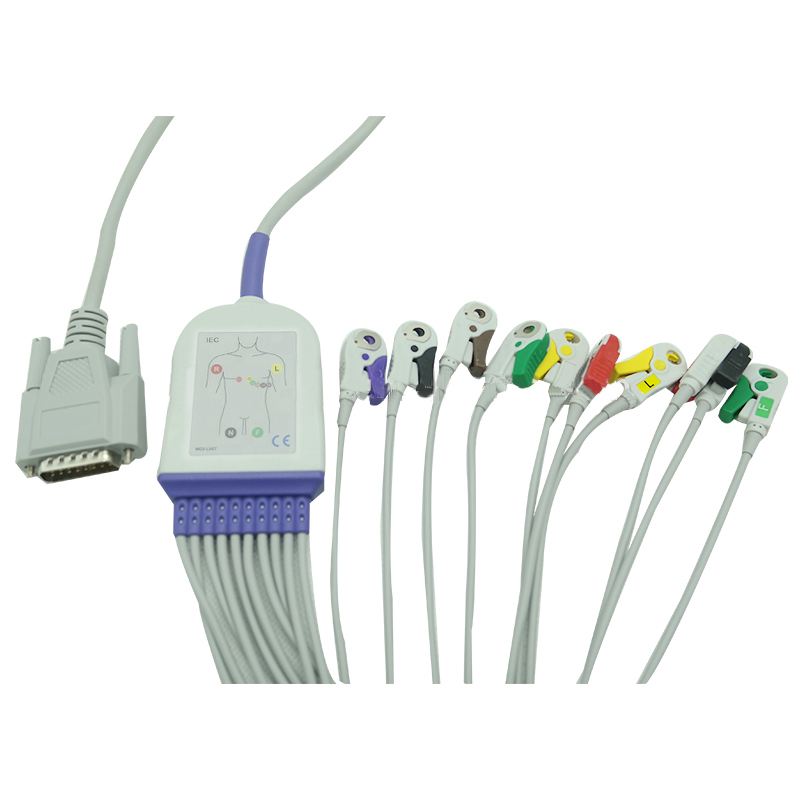 Nihon Kohden 15 Pin One Piece 10 Lead EKG cable,Din 3.0 IEC standard,China Medical product